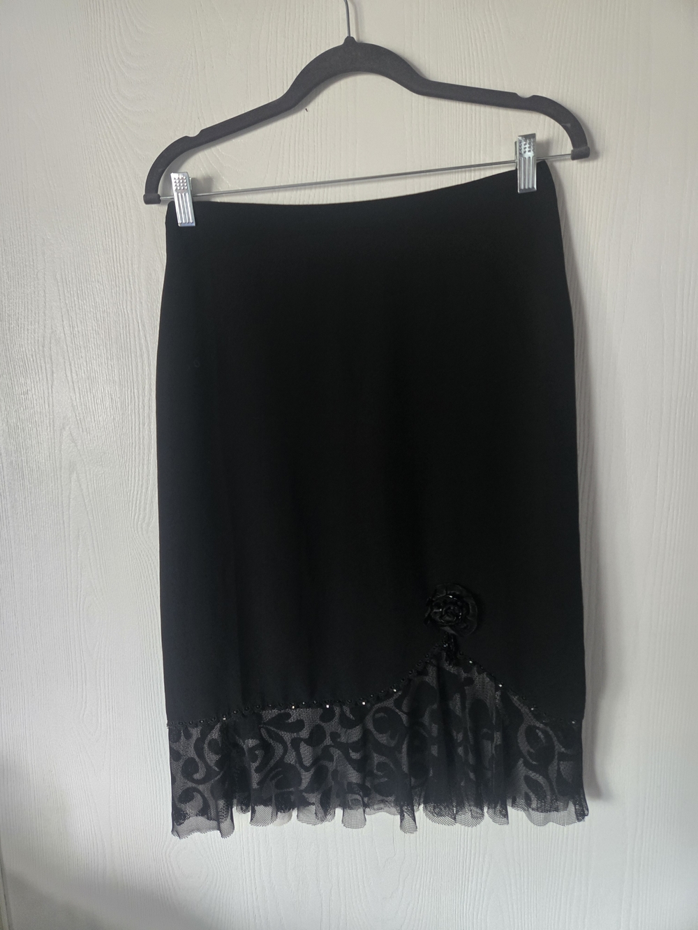 Black Women’s Skirt with Lace Trim